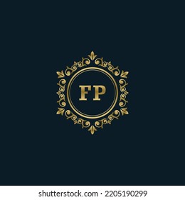 Letter FP logo with Luxury Gold template. Elegance logo vector template.