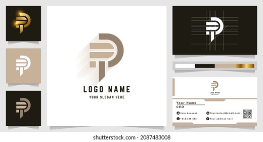 Letter FP or P monogram logo with business card design