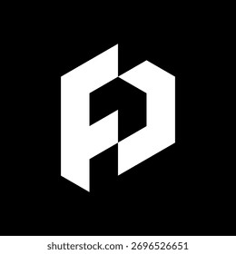 Letter FP or PF bold geometric logo design