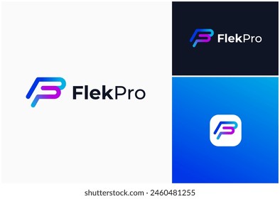 Letter FP PF Initials Modern Gradient Colorful Simple Monogram Vector Logo Design Illustration