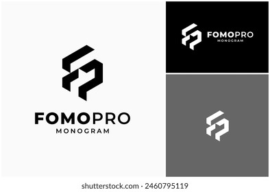 Letter FP PF Initials Monogram Geometric Modern Abstract Vector Logo Design Illustration