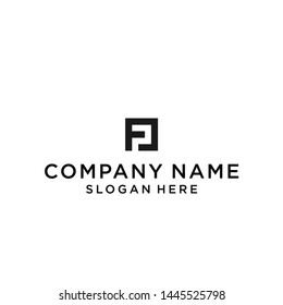 letter fp square logo design vector illustration template