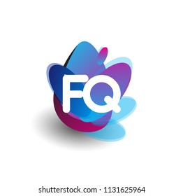 Letter FQ logo with colorful splash background, letter combination logo design for creative industry, web, business and company.