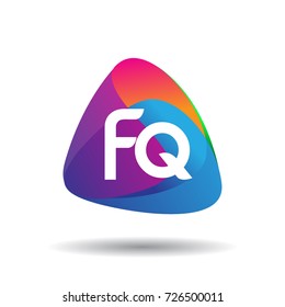Letter FQ logo with colorful splash background, letter combination logo design for creative industry, web, business and company.
