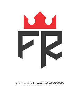 Letra FR Crown Logo. Corona en la letra FR Logo Design Plantilla