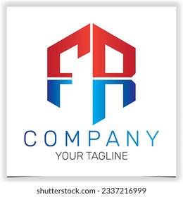 letra FR logotipo hexágono inicial icono premium plantilla elegante vectores eps 10
