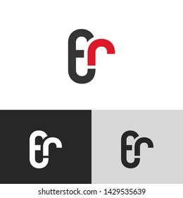 Letter fr linked lowercase logo design template elements. Red letter Isolated on black white grey background. Suitable for business, consulting group company.