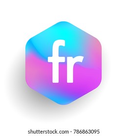 Letter FR logo in hexagon shape and colorful background, letter combination logo design for business and company identity.
