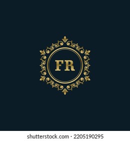 Letter FR logo with Luxury Gold template. Elegance logo vector template.