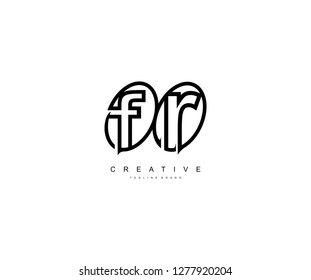 letter fr stylish concept rounded oval shape linear logotype