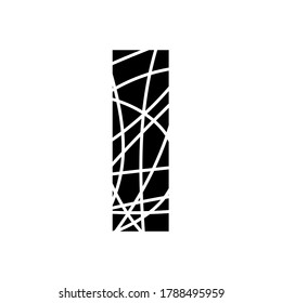 Letter I - fragmented mottled font - isolated, vector illustration