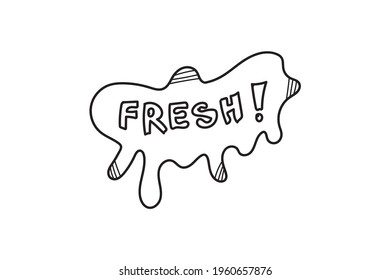 letter fresh design Boba drink lineart style color black