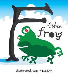 letter for frog with typography didactic