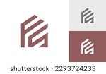 Letter FS initial monogram with house shape logo design vector