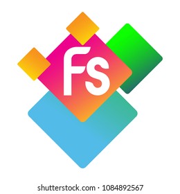 Letter FS logo with colorful geometric shape, letter combination logo design for creative industry, web, business and company.