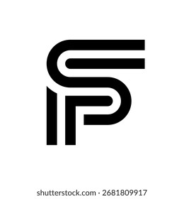 Logotipo del monograma creativo de la línea de la letra FS o SF