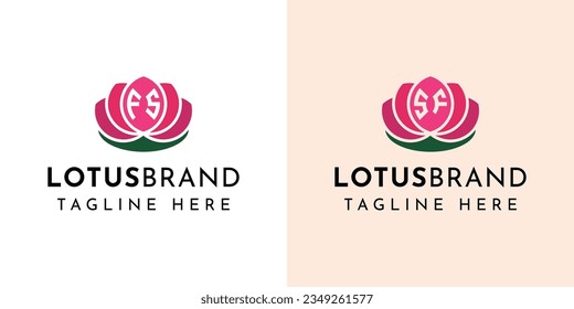 Letter FS and SF Lotus Logo Set, suitable for business related to lotus flowers with FS or SF initials.