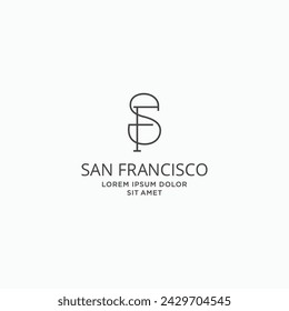 Letter FS SF minimal linked line logo. SF monogram elegant design concept