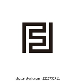 Letter Fs square, line geometric symbol simple logo vector