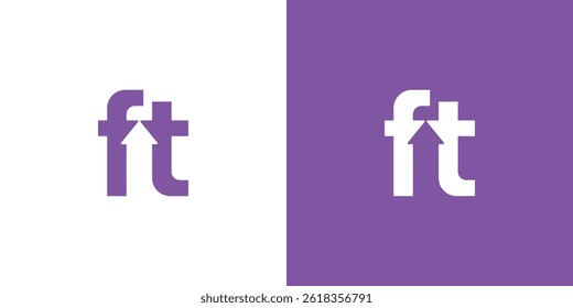 Design do logotipo da letra FT com seta