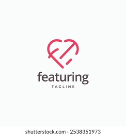 Letter FT heart shape lines logo design concept. elegant FT monogram logo