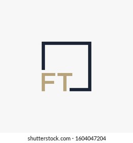 letter FT Logo design with square frame line. business consulting concept. studio, room, group icon. - vector