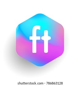 Letter FT logo in hexagon shape and colorful background, letter combination logo design for business and company identity.
