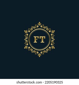 Letter FT logo with Luxury Gold template. Elegance logo vector template.