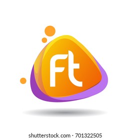 Letter FT logo in triangle splash and colorful background.