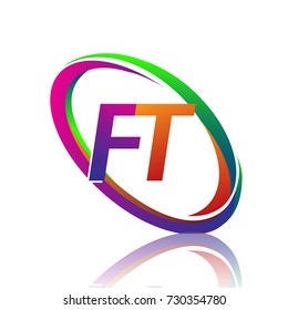 letter FT logotype design for company name colorful swoosh. vector logo for business and company identity.