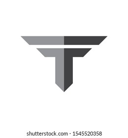 letter ft simple geometric shadow logo vector