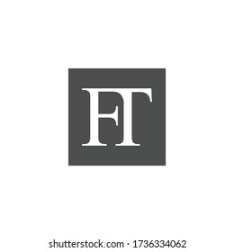 Letter FT typography logo design with square shape isolated on a white background