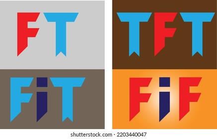 letter FTI logo vector four variations designs template. Alphabet Symbol for Corporate logo design. Logo letter vector.ESP 08 Stylish T,Fand I letters