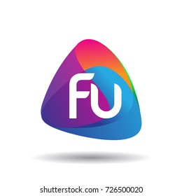 Letter FU logo with colorful splash background, letter combination logo design for creative industry, web, business and company.