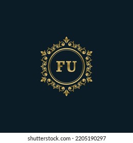 Letter FU logo with Luxury Gold template. Elegance logo vector template.