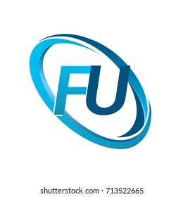 letter FU logotype design for company name colored blue swoosh. vector logo for business and company identity.