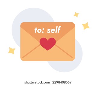 Letter to future self flat concept vector spot illustration. Motivational letter 2D cartoon object on white for web UI design. Self care isolated editable hero image. Jost Bold Italic font used