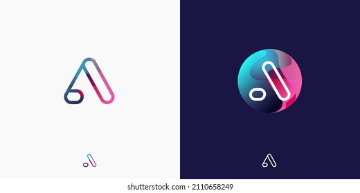 Letter A in futuristic, sophisticated and techy style. A simple but eye-catching logo, that is very suitable for technology companies such as cryptocurrencies, internet, computers, AI