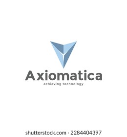 letter A with futuristics symbol flat vector technology logo design template