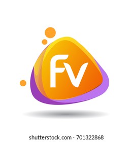 Letter FV logo in triangle splash and colorful background.