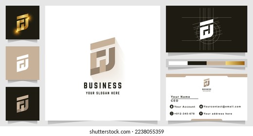 Letter FW or EW monogram logo with business card design