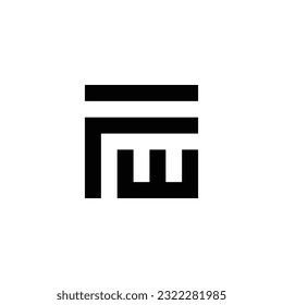 Letter Fw fold, square geometric symbol simple logo vector