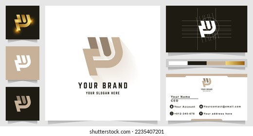 Letter FW or FU monogram logo with business card design