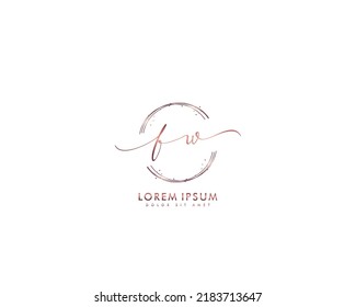 Letra FW Logo de escritura manual inicial con firma y estilo dibujado a mano.