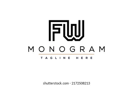 Diseño del logo de la carta FW. Ilustración de monograma mínima creativa