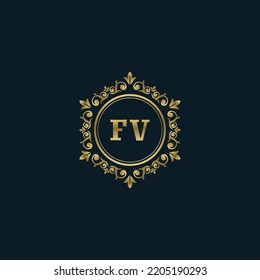 Letter FW logo with Luxury Gold template. Elegance logo vector template.