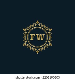 Letter FW logo with Luxury Gold template. Elegance logo vector template.