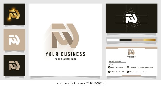 Letter FW or NM monogram logo with business card design