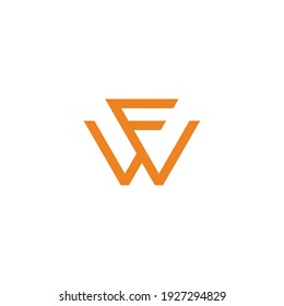 letter fw simple link line geometric flat logo vector