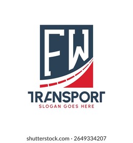 Carta FW Transport Logo Design. Logotipo moderno da estrada FW para entrega, empresa de transporte e negócio da frota